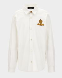Boy's Polo Piquet - Greca Outline Medusa Embroidery, Size 6-14