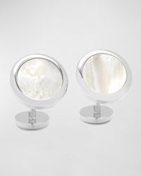 Double Sided Mother-of-Pearl Round Beveled Cufflinks