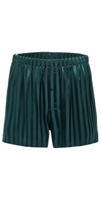 Lunya Washable Silk Striped Jacquard Boxer DUSKY CYPRESS JACQUARD M