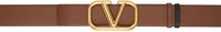 Valentino Garavani Tan & Black VLogo Signature Reversible Belt