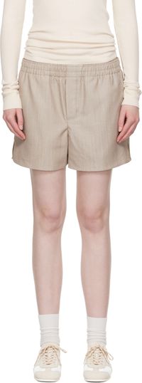 AMI Paris Beige Wool Elasticated Shorts