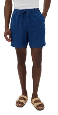 Bather Navy Linen Leisure Shorts 6.25 Navy M