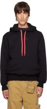 Lanvin Pull à capuche tubulaire noir à logo à lacets Curb