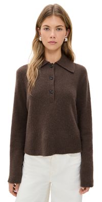 Jenni Kayne Cashmere Stevie Polo Chocolate L