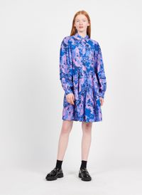 Yas - Robe col classique à imprimé floral - Taille M - Bleu