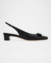 Rivada Leather Bow Slingback Pumps