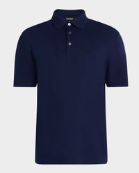 Men's Pique Polo Shirt with Leather-Trim Pocket