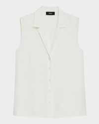 Sleeveless Silk Camp Blouse
