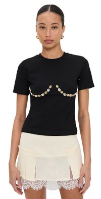 Never Fully Dressed Black Shell Boob Baby T Shirt Black XS