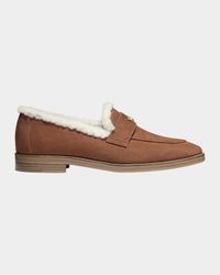 Flaneur Lofty Shearling-Lined Suede Penny Loafers