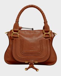 Marcie Small Double Carry Satchel Bag in Shiny Calfskin