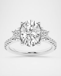 Lab Grown Diamond 18K White Gold Oval Ring, 2.80tcw, Size 7