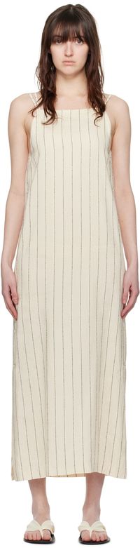 Loulou de Saison Beige & Black Etta Midi Dress