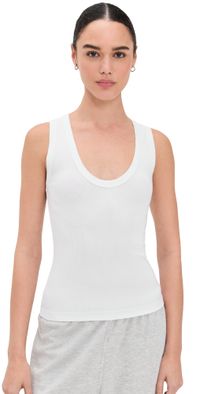 perfectwhitetee Jordan U Neck Ribbed Tank True Black XL