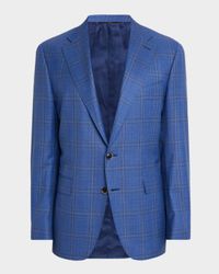 Men's Plaid Wool Single-Breasted Sport Coat