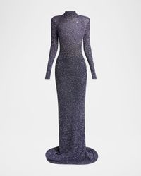 Sequined Mock-Neck Maxi Dress