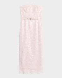 Vivian Belted Sequined Lace Midi Dress