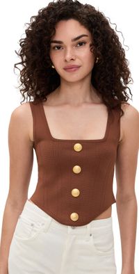 L'AGENCE Saga Square Neck Knit Corset Coral Rose/Gold M
