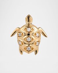 14K Turtle Earring with Marquise Eye Shell, Single