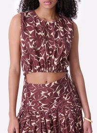 Vanessa Bruno - Top droit court col rond - Taille XL - Marron