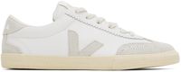 VEJA White & Gray Volley Leather Sneakers