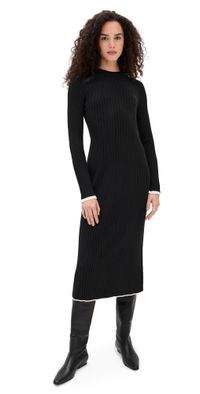 Varley Axel Rib Knit Midi Dress Black S