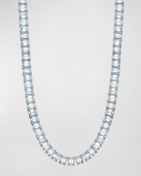 Platinum 16" North South Prong Set Emerald-Cut Diamond Necklace, 42.80tcw