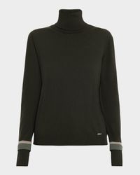 Turtleneck Slit-Cuff Cashmere Sweater