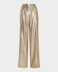 Izzy Silk Lame Wide-Leg Pants