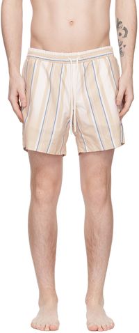 COMMAS Beige Striped Swim Shorts