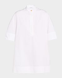 Short-Sleeve Cotton Mini Shirtdress