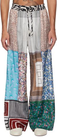 Marine Serre Multicolor Regenerated Silk Scarves Drawstring Sweatpants