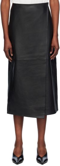 The Frankie Shop Black Hedi Leather Midi Skirt