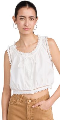 LE JEAN Eyelet Cami Top White L