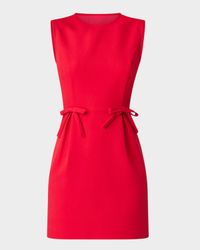 London Pleated Bow-Embellished Mini Dress
