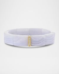 14K Pave Spacer Bead on Blue Lace Agate Bracelet