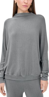 Eberjey Cozy Time Mock Neck Pullover Lead XS