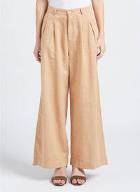 Emile Et Ida - Pantalon large taille haute en lin et coton - Taille L - Beige