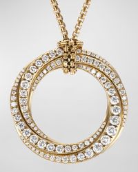 30mm Full Pave Crossover Pendant Slider Necklace with Diamonds and Gold