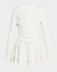 Media Striped Stretch Pointelle Cropped Cardigan