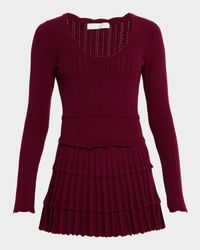 Lavender Stretch Pointelle Mini Dress