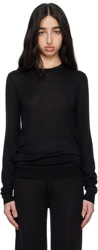 TOTEME Black Fine Crew-Neck Knit Sweater