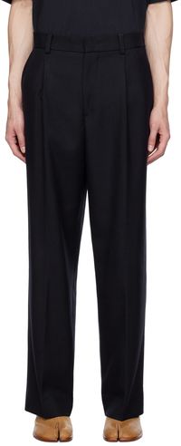 Solid Homme Pantalon bleu marine à coutures pincées