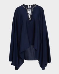 Aida Crystal-Embellished Cape Blouse