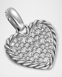 Pave Heart Amulet with Diamonds in Silver, 22mm