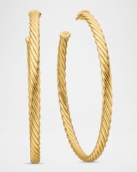 18k Cablespira Hoop Earrings, 2"