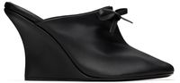 MARIE ADAM-LEENAERDT Black Bow Heeled Slipper Mules
