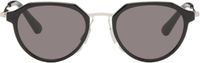 Bottega Veneta Black & Silver Ultrathin Panthos Sunglasses
