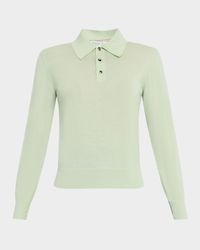 Long-Sleeve Fine Cashmere Polo Sweater