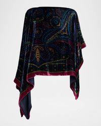 Paisley Velvet Asymmetric Poncho